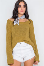 Golden Scoop Neck Long Sleeves Sweater