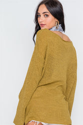 Golden Scoop Neck Long Sleeves Sweater