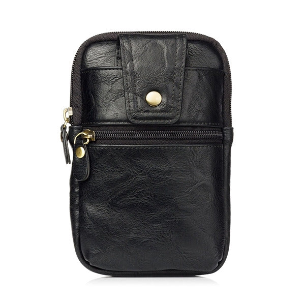 Black Premium Leather Men's Waist Bag