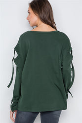 Hunter Green Long Sleeve Cut-Out Sweater