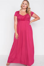 Plus Size Sangria Berry Short Sleeve Maxi Dress