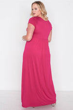 Plus Size Sangria Berry Short Sleeve Maxi Dress