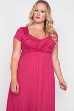 Plus Size Sangria Berry Short Sleeve Maxi Dress