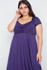 Plus Size Purple Short Sleeve Maxi Dress