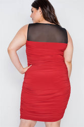 Plus Size Black Red Combo Bodycon Mini Dress