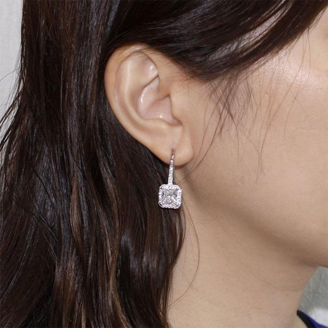 1.5 Carat Created Diamond 925 Sterling Silver Dangle Earrings XFE8047
