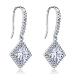 3 Carat Created Princess Cut Diamond Dangle Drop Sterling 925 Silver Earrings XFE8065