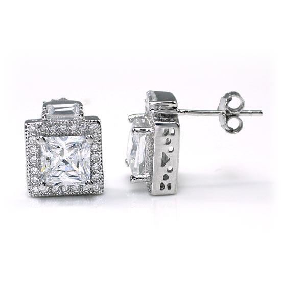 2 Carat Created Diamond Vintage Style Stud 925 Sterling Silver Earrings XFE8067