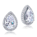 4 Carat Pear Cut Lab Created Diamond Stud 925 Sterling Silver Earrings Jewelry XFE8079