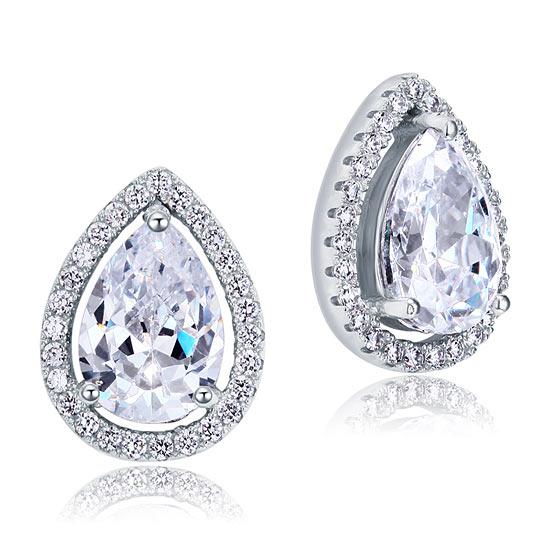 4 Carat Pear Cut Lab Created Diamond Stud 925 Sterling Silver Earrings Jewelry XFE8079