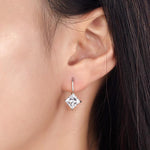 1.5 Carat Princess Cut Created Diamond Dangle Drop 925 Sterling Silver Earrings XFE8100