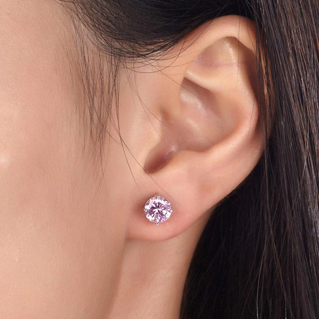 1 Carat Pink Created Sapphire 925 Sterling Silver Stud Earrings XFE8115