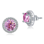 2.5 Carat Round Pink Halo (Removable) Stud 925 Sterling Silver Earrings Jewelry XFE8126