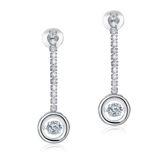 Special Unique Design Dancing Stone Earrings Dangle Drop Solid 925 Sterling Silver XFE8168
