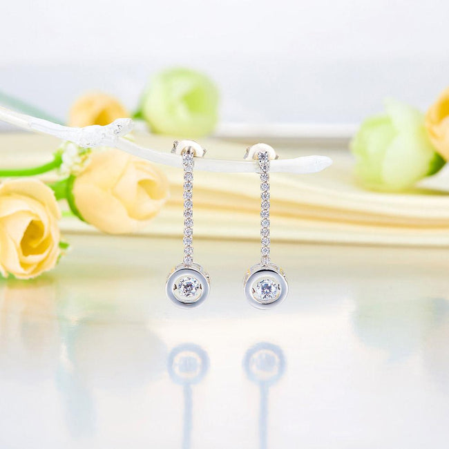 Special Unique Design Dancing Stone Earrings Dangle Drop Solid 925 Sterling Silver XFE8168