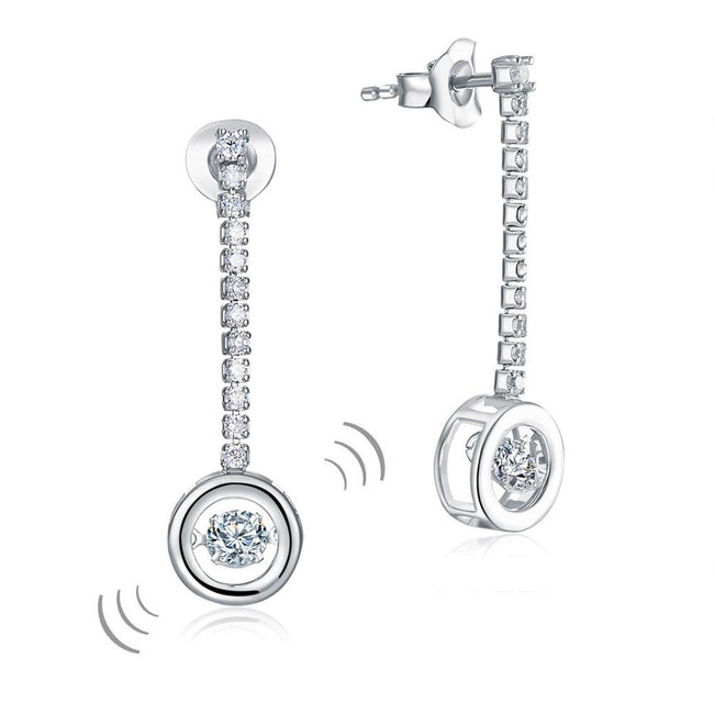 Special Unique Design Dancing Stone Earrings Dangle Drop Solid 925 Sterling Silver XFE8168