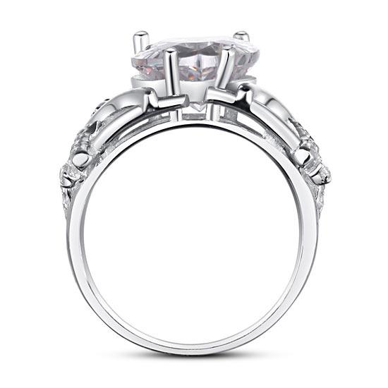 4 Carat Pear Cut Created Diamond 925 Sterling Silver Wedding Anniversary Ring XFR8018
