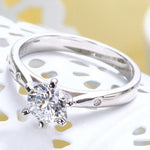 Sterling 925 Silver Created Diamond Wedding Engagement Ring XFR8032