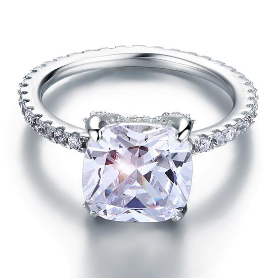 5 Carat Cushion Cut Created Diamond Solid 925 Sterling Silver Wedding Engagement Promise Ring Jewelry XFR8092