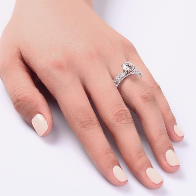 Vintage Style 1.25 Carat Created Diamond Solid 925 Sterling Silver Bridal Wedding Engagement Ring Jewelry XFR8110