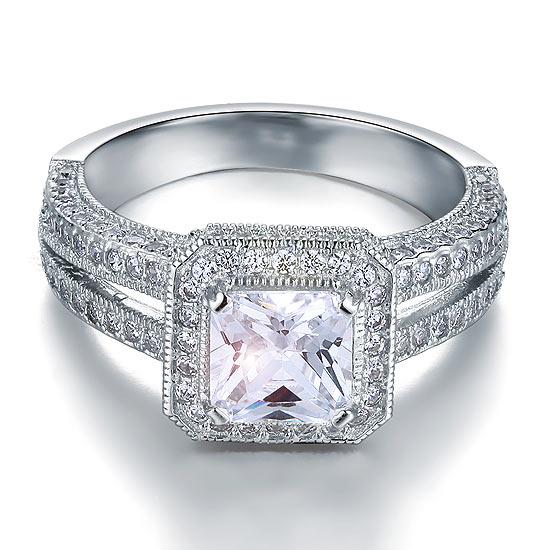 Vintage Style 1.5 Carat Created Diamond Solid 925 Sterling Silver Bridal Wedding Engagement Ring  XFR8111