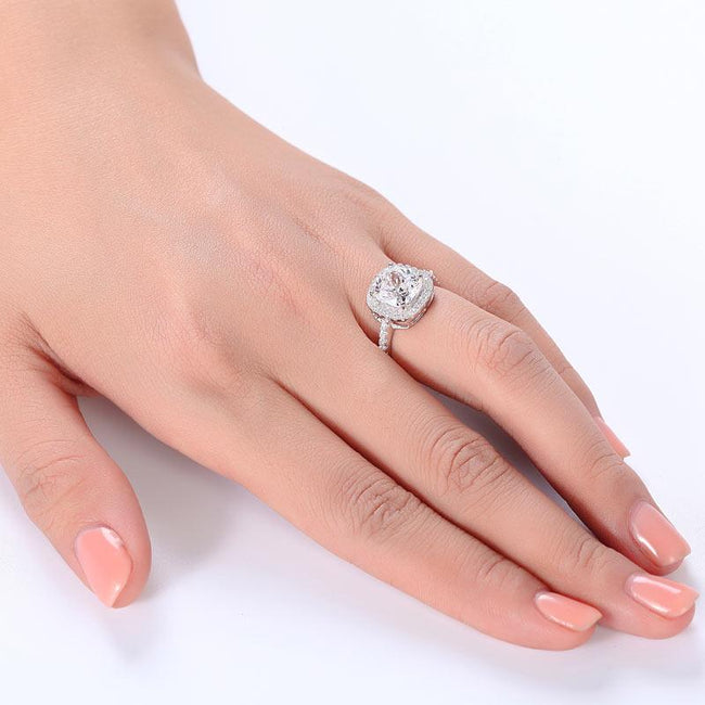 Solid 925 Sterling Silver Bridal Wedding Anniversary Engagement Ring 3 Carat Cushion Cut XFR8138