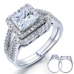 1.5 Carat Princess Created Diamond Solid 925 Sterling Silver Wedding Promise Engagement Ring Set  XFR8141