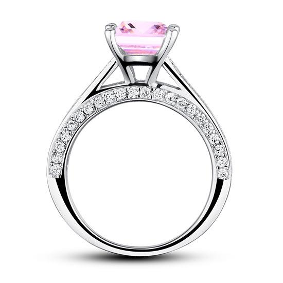 1.5 Carat Princess Cut Fancy Pink Created Diamond 925 Sterling Silver Wedding Engagement Ring XFR8195