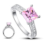 1.5 Carat Princess Cut Fancy Pink Created Diamond 925 Sterling Silver Wedding Engagement Ring XFR8195