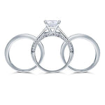 925 Sterling Silver 3 Pcs Wedding Engagement Ring Set Created Diamond XFR8197