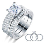 925 Sterling Silver 3 Pcs Wedding Engagement Ring Set Created Diamond XFR8197
