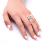 925 Sterling Silver 3 Pcs Wedding Engagement Ring Set Created Diamond XFR8197