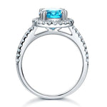 925 Sterling Silver Wedding Engagement Halo Ring 2 Carat Fancy Blue Created Diamond XFR8200