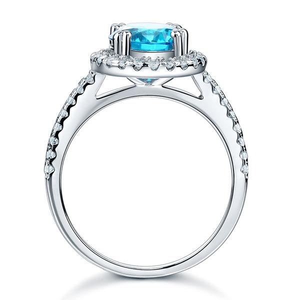 925 Sterling Silver Wedding Engagement Halo Ring 2 Carat Fancy Blue Created Diamond XFR8200