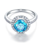 925 Sterling Silver Wedding Engagement Halo Ring 2 Carat Fancy Blue Created Diamond XFR8200