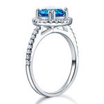 925 Sterling Silver Wedding Engagement Halo Ring 2 Carat Fancy Blue Created Diamond XFR8200