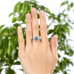 925 Sterling Silver Wedding Engagement Halo Ring 2 Carat Fancy Blue Created Diamond XFR8200