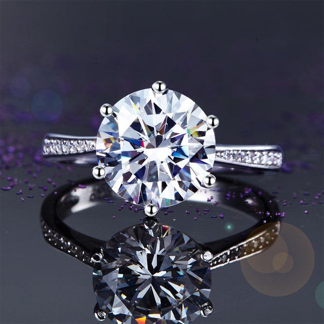 925 Sterling Silver Wedding Engagement Ring 3 Carat Created Diamond Jewelry XFR8209