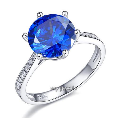 925 Sterling Silver Wedding Engagement Ring 3 Carat Blue Created Diamond Jewelry XFR8211