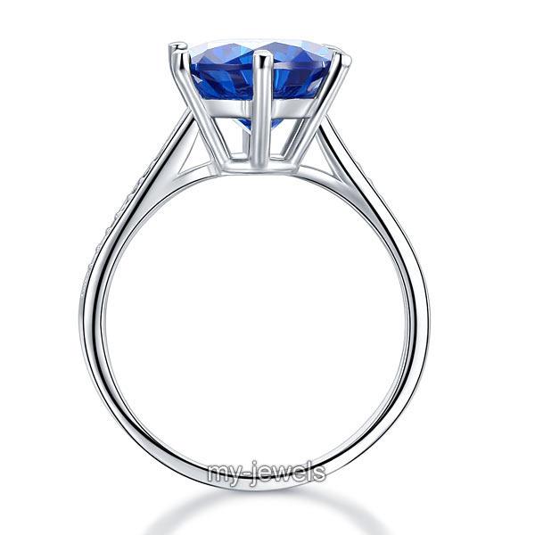 925 Sterling Silver Wedding Engagement Ring 3 Carat Blue Created Diamond Jewelry XFR8211