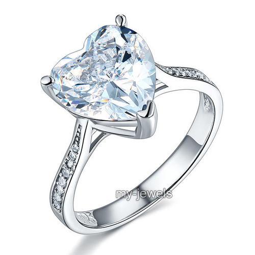 925 Sterling Silver Bridal Engagement Ring 3.5 Carat Heart Created Diamond Jewelry XFR8215