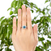 925 Sterling Silver Wedding Engagement Halo Ring Set 2 Carat Blue Created Diamond XFR8219