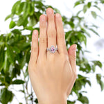 Sterling 925 Silver Bridal Wedding Engagement Ring Set 2 Carat Pear Fancy Pink Created Diamond Jewelry XFR8223