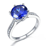 925 Sterling Silver Engagement Luxury Ring 3 Carat Blue Created Tanzanite Jewelry XFR8229