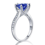 925 Sterling Silver Engagement Luxury Ring 3 Carat Blue Created Tanzanite Jewelry XFR8229