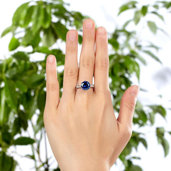 925 Sterling Silver Engagement Luxury Ring 3 Carat Blue Created Tanzanite Jewelry XFR8229