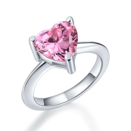 Newborn Baby 925 Sterling Silver Ring Pink Heart Created Diamond Photo Prop XFR8232