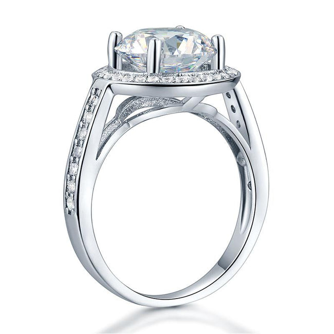 Luxury 925 Sterling Silver Wedding Anniversary Engagement Ring Halo 3.5 Ct Created Diamond XFR8235