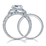 Luxury 925 Sterling Silver Wedding Anniversary Ring Set Vintage Created Diamond XFR8239