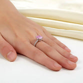 1.5 Ct Fancy Pink Created Diamond 925 Sterling Silver Wedding Ring Promise Anniversary XFR8246